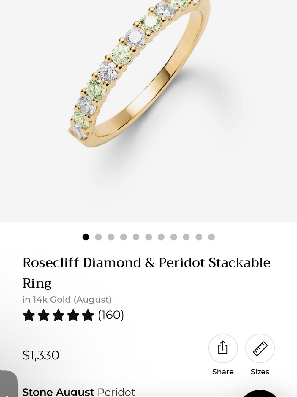 Haverhill rosecliff Diamond & Peridot Stackable Ring in Gold